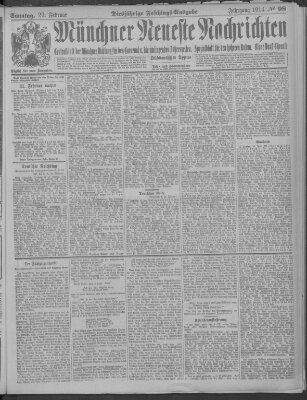 Münchner neueste Nachrichten Sonntag 22. Februar 1914