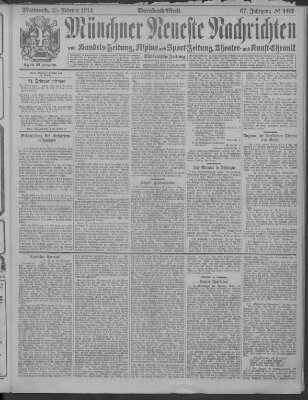 Münchner neueste Nachrichten Mittwoch 25. Februar 1914