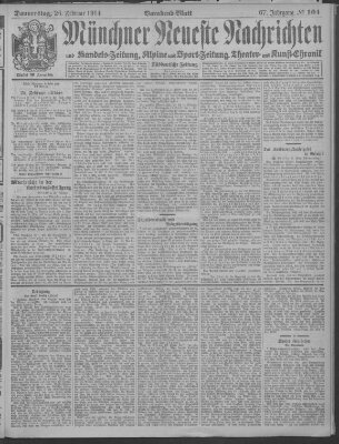 Münchner neueste Nachrichten Donnerstag 26. Februar 1914