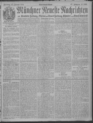 Münchner neueste Nachrichten Freitag 27. Februar 1914