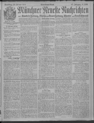 Münchner neueste Nachrichten Samstag 28. Februar 1914