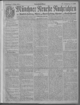 Münchner neueste Nachrichten Sonntag 1. März 1914