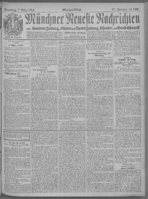 Münchner neueste Nachrichten Samstag 7. März 1914