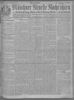 Münchner neueste Nachrichten Mittwoch 18. März 1914