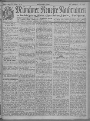 Münchner neueste Nachrichten Samstag 28. März 1914