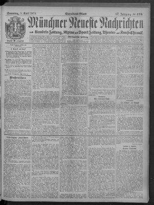 Münchner neueste Nachrichten Sonntag 5. April 1914