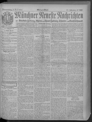 Münchner neueste Nachrichten Donnerstag 9. April 1914