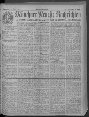 Münchner neueste Nachrichten Samstag 11. April 1914