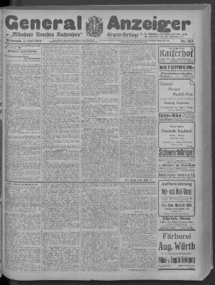 Münchner neueste Nachrichten Mittwoch 15. April 1914