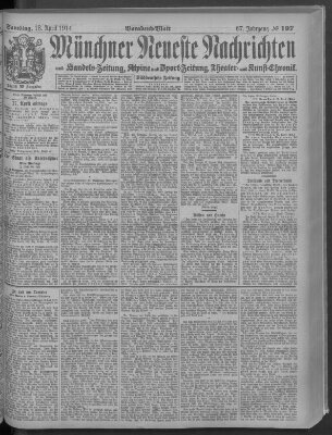 Münchner neueste Nachrichten Samstag 18. April 1914