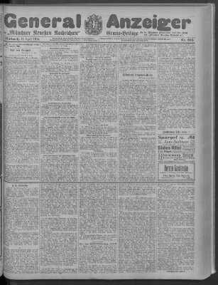 Münchner neueste Nachrichten Mittwoch 22. April 1914