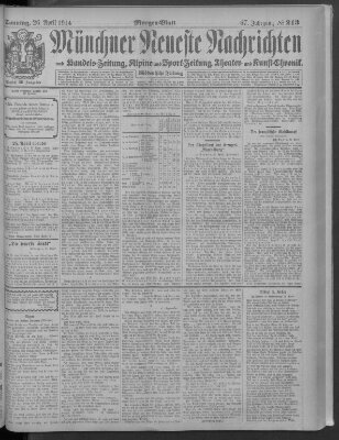 Münchner neueste Nachrichten Sonntag 26. April 1914