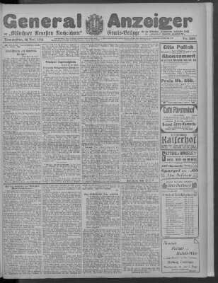 Münchner neueste Nachrichten Donnerstag 30. April 1914