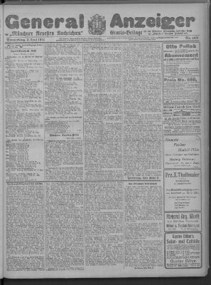 Münchner neueste Nachrichten Donnerstag 3. April 1913