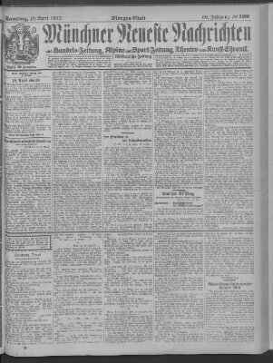 Münchner neueste Nachrichten Samstag 19. April 1913