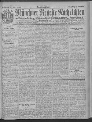 Münchner neueste Nachrichten Sonntag 20. April 1913