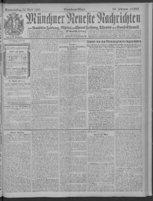 Münchner neueste Nachrichten Donnerstag 24. April 1913