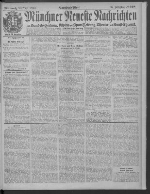 Münchner neueste Nachrichten Mittwoch 30. April 1913