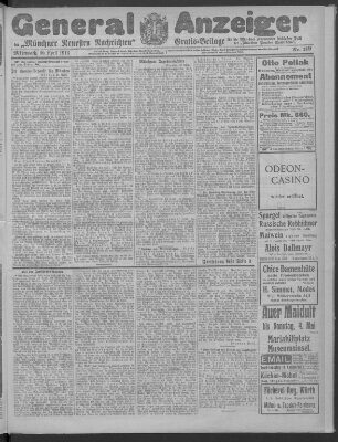 Münchner neueste Nachrichten Mittwoch 30. April 1913