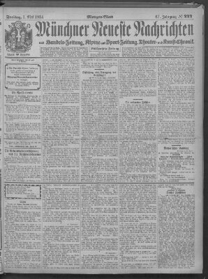 Münchner neueste Nachrichten Freitag 1. Mai 1914