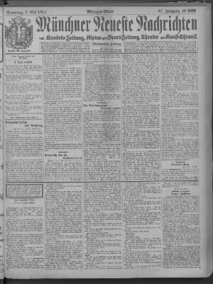 Münchner neueste Nachrichten Sonntag 3. Mai 1914