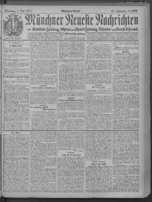 Münchner neueste Nachrichten Montag 4. Mai 1914