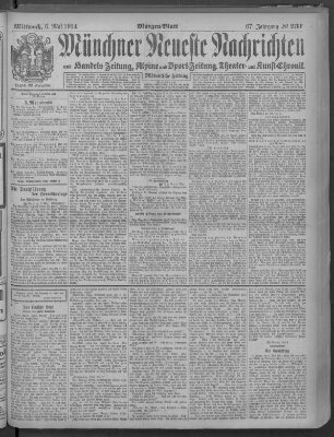 Münchner neueste Nachrichten Mittwoch 6. Mai 1914