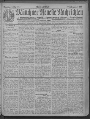 Münchner neueste Nachrichten Samstag 9. Mai 1914