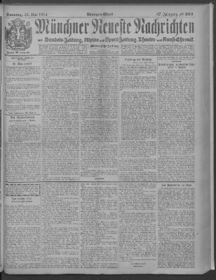 Münchner neueste Nachrichten Sonntag 24. Mai 1914