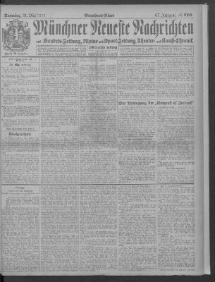 Münchner neueste Nachrichten Sonntag 31. Mai 1914