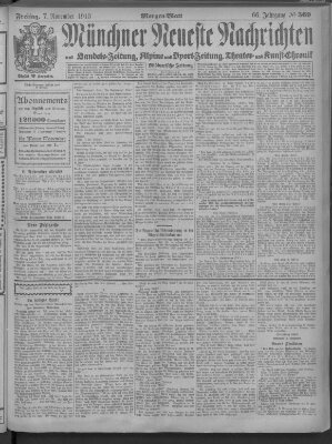 Münchner neueste Nachrichten Freitag 7. November 1913