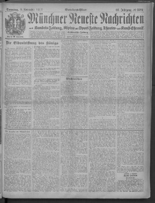 Münchner neueste Nachrichten Sonntag 9. November 1913