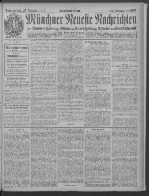 Münchner neueste Nachrichten Donnerstag 27. November 1913