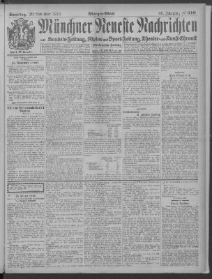 Münchner neueste Nachrichten Samstag 29. November 1913