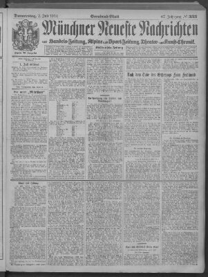 Münchner neueste Nachrichten Donnerstag 2. Juli 1914