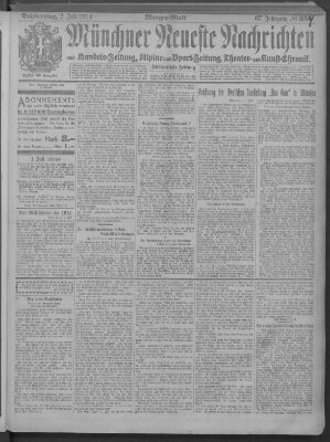 Münchner neueste Nachrichten Donnerstag 2. Juli 1914