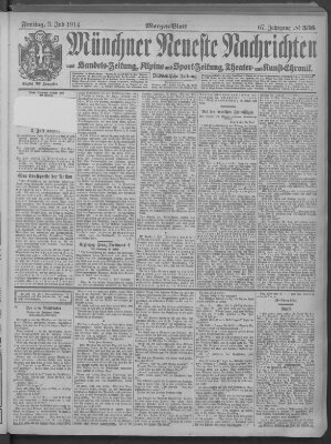 Münchner neueste Nachrichten Freitag 3. Juli 1914
