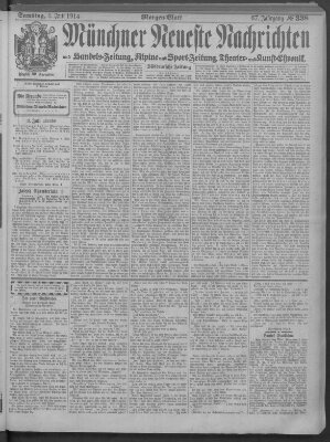 Münchner neueste Nachrichten Samstag 4. Juli 1914