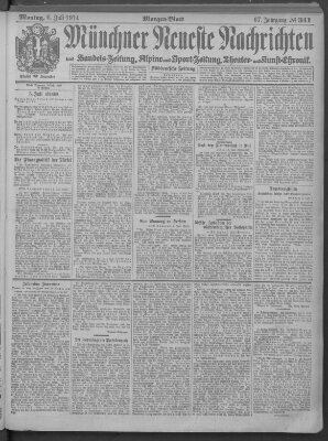 Münchner neueste Nachrichten Montag 6. Juli 1914