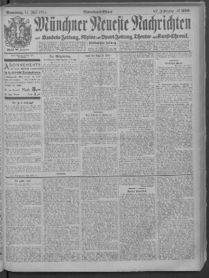 Münchner neueste Nachrichten Samstag 11. Juli 1914