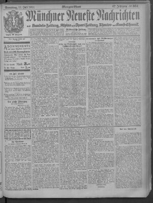 Münchner neueste Nachrichten Samstag 11. Juli 1914