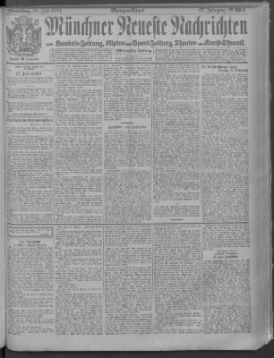 Münchner neueste Nachrichten Samstag 18. Juli 1914