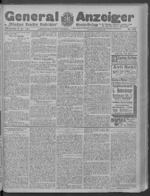 Münchner neueste Nachrichten Mittwoch 22. Juli 1914