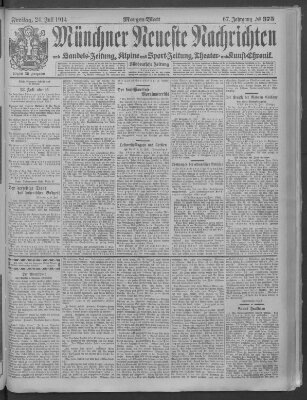 Münchner neueste Nachrichten Freitag 24. Juli 1914