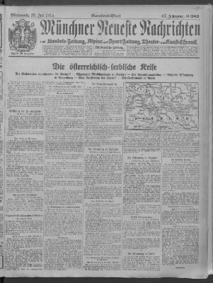 Münchner neueste Nachrichten Mittwoch 29. Juli 1914