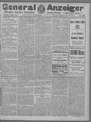 Münchner neueste Nachrichten Samstag 1. August 1914