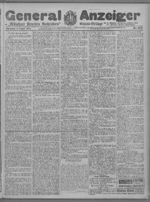 Münchner neueste Nachrichten Sonntag 2. August 1914