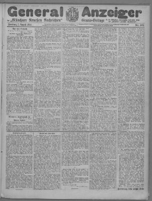 Münchner neueste Nachrichten Freitag 7. August 1914