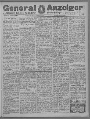 Münchner neueste Nachrichten Sonntag 9. August 1914