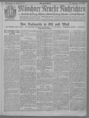 Münchner neueste Nachrichten Dienstag 11. August 1914